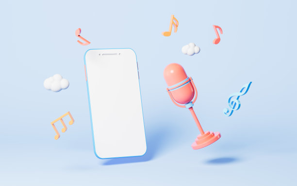 卡通风格手机直播和麦克风，3d渲染。图片下载