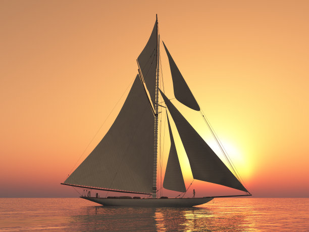 夕阳下的游艇图片下载