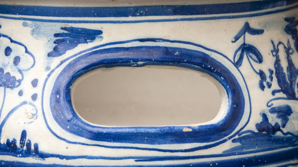 青花边柄，白瓷碗图片下载