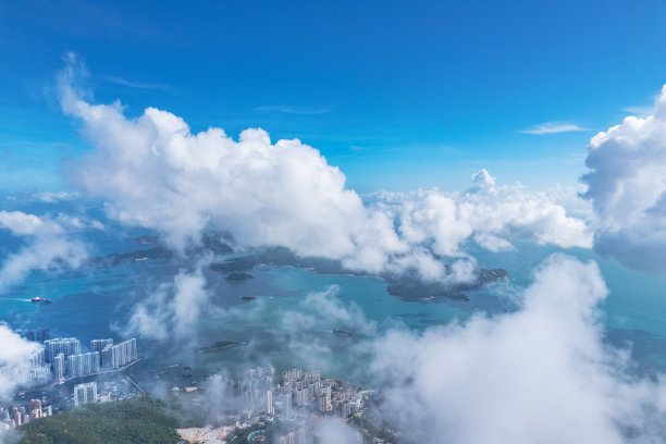香港南部薄扶林和南丫岛的美丽鸟瞰图图片下载