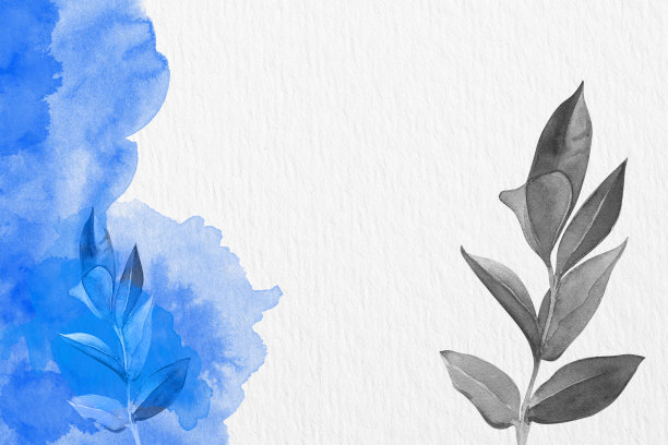 水彩纸背景纹理。花卉边界背景在绿色与叶子和花水彩插图或水彩刷花。图片下载