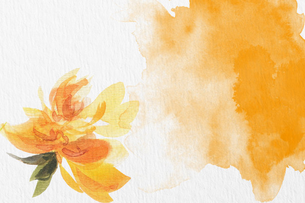 水彩纸背景纹理。花卉边界背景在绿色与叶子和花水彩插图或水彩刷花。图片下载