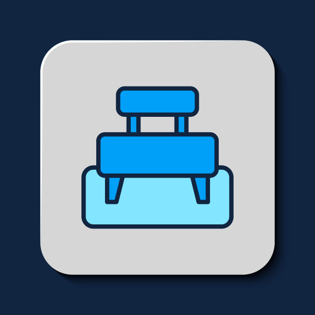 填充轮廓板凳图标隔离在蓝色图片下载