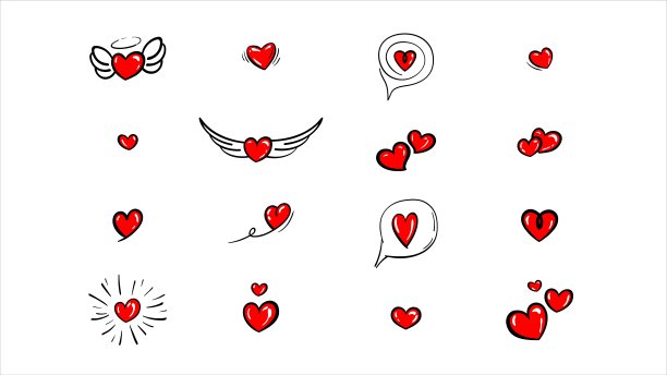 插图心脏图标的集合图片下载