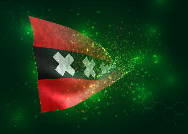 阿姆斯特丹，在矢量3d旗帜上的绿色背景与多边形和数据数字图片下载