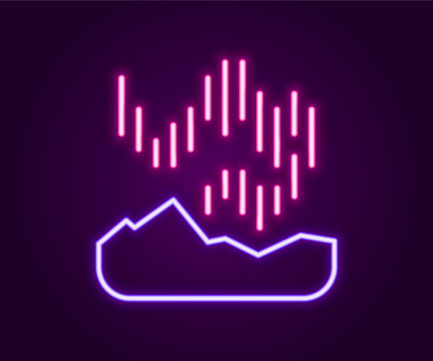 发光的霓虹灯线，北极光图标孤立上图片下载