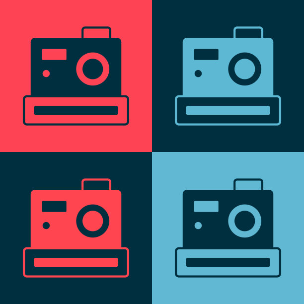 波普艺术照片相机图标孤立的色彩图片下载