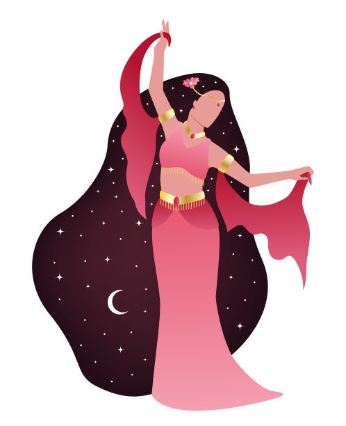 美丽的女人和太空头发跳舞素材图片