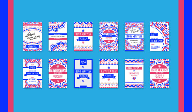 婚礼或圣诞活动请柬套装。保存日期。图片下载