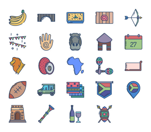 南非国家和文化图标集图片下载