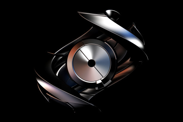 抽象黑白艺术的超现实单色金属三维机械工业cyber螺旋扭曲结构在哑光铝金属材料在灰色背景。三维渲染图片下载