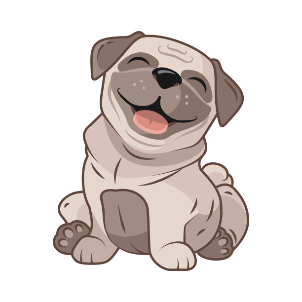 可爱的哈巴狗坐着微笑，伸出舌头图片下载