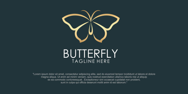 奢华的蝴蝶标志与平面极简的标志设计图片下载