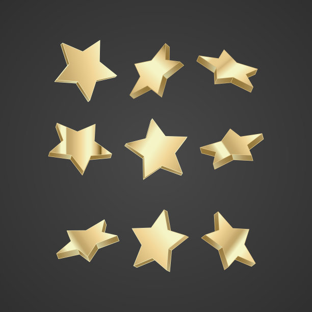 一套金色闪亮的星星在黑暗的背景矢量格式图片下载
