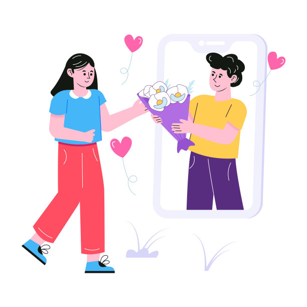 一个以人物为基础的约会平面插图图片下载