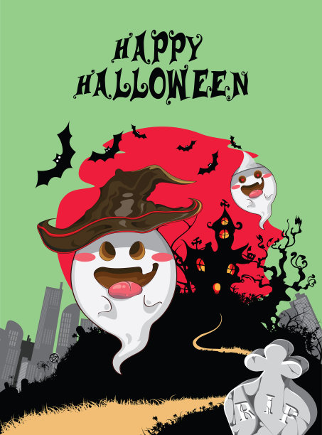 垂直海报与万圣节派对书法字母。图片下载