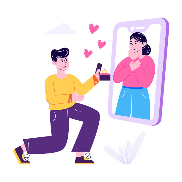 一个以人物为基础的约会平面插图图片下载