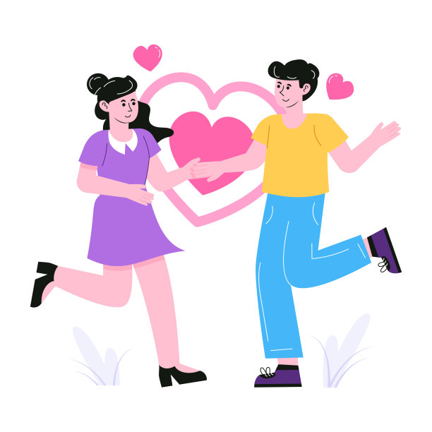 一个以人物为基础的约会平面插图图片下载