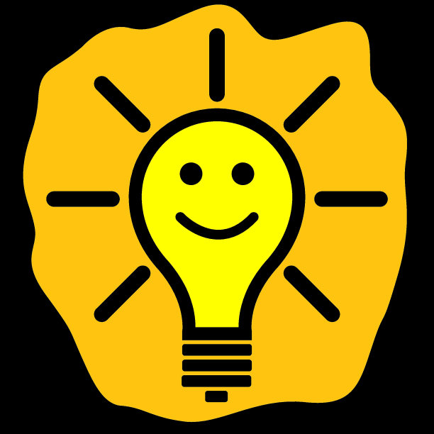 闪亮的黄色灯泡。微笑的灯泡。矢量插图。创意概念的想法。图片下载