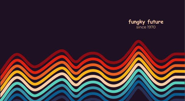 20世纪70年代的背景设计，未来主义复古风格，色彩丰富的线条。矢量插图。图片下载