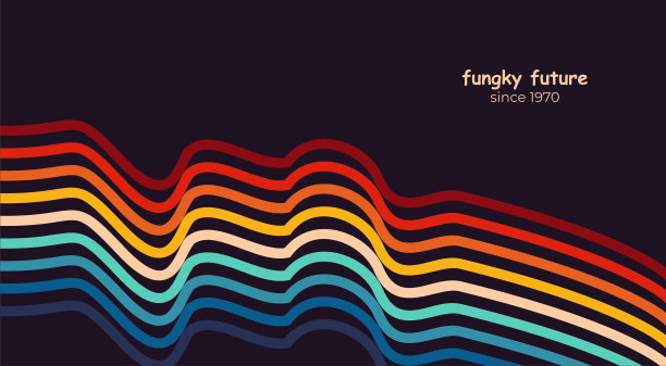 20世纪70年代的背景设计，未来主义复古风格，色彩丰富的线条。矢量插图。图片下载