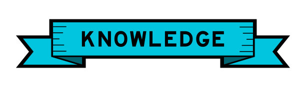 缎带标签横幅与文字知识在蓝色的白色背景图片下载