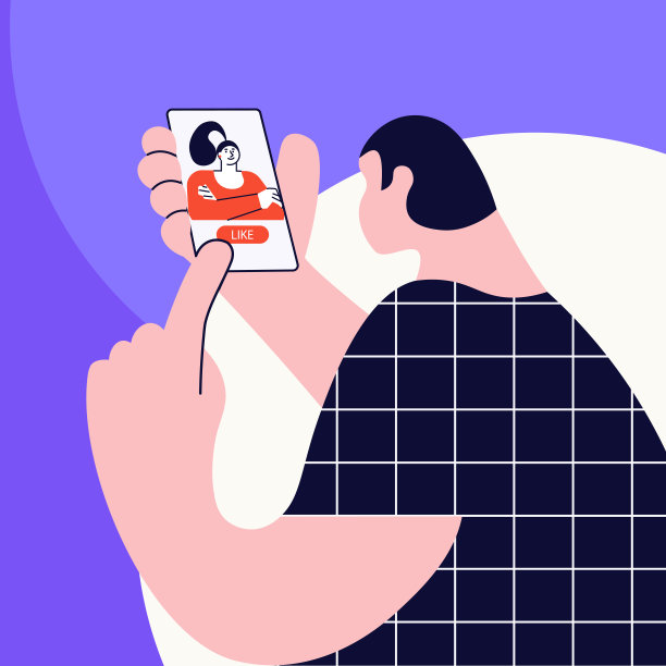 年轻人使用智能手机应用进行虚拟约会图片下载