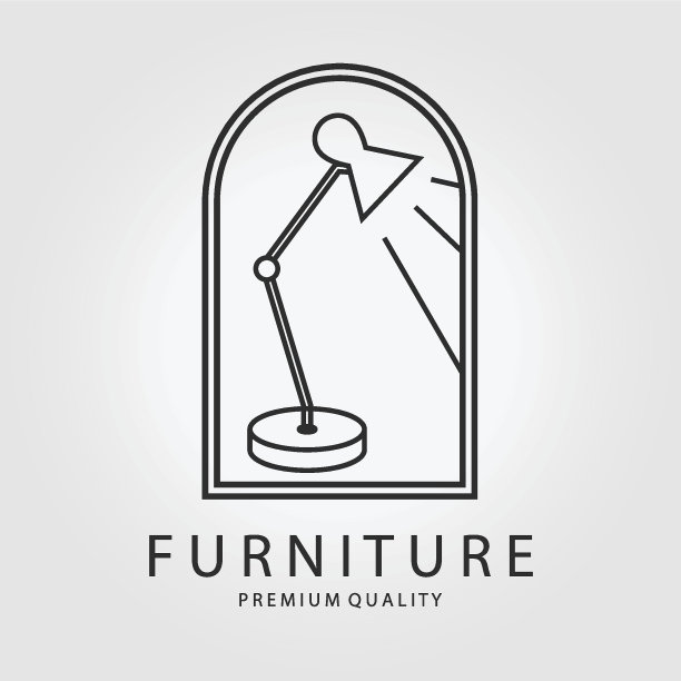 家具灯矢量插画设计线条艺术徽章图片下载