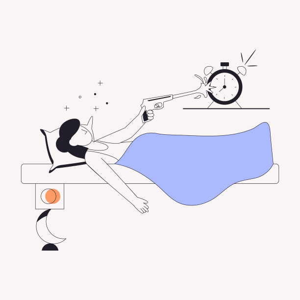 女孩睡在月亮上，线插图图片下载