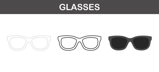 儿童眼镜描画和着色工作表图片下载