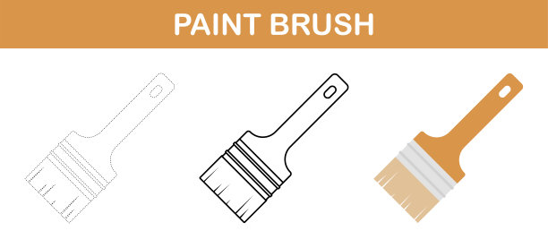 油漆刷追踪和着色工作表的孩子图片下载