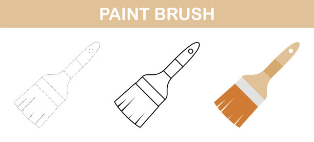 油漆刷追踪和着色工作表的孩子图片下载