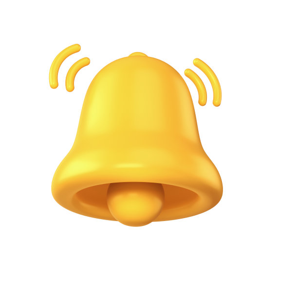 通知铃图标黄色隔离和剪切路径图片下载