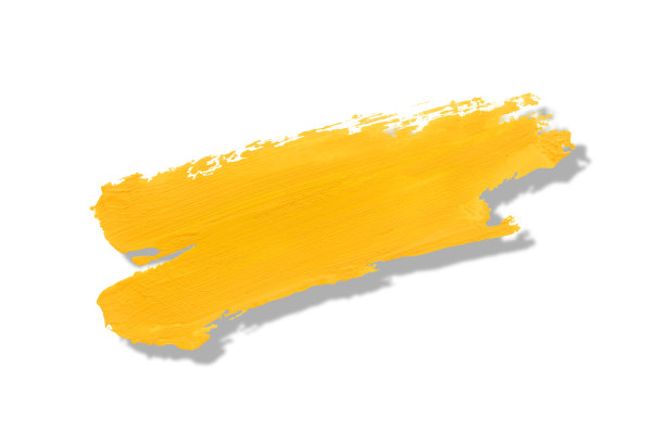 黄色的笔刷和阴影孤立在白色的背景上图片下载