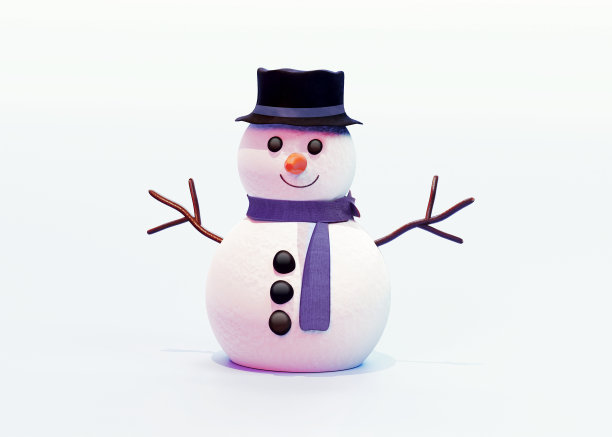 在白色背景上的雪人的3D渲染图片下载