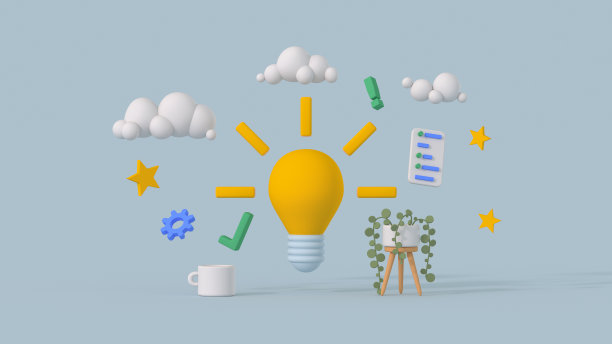 构思和创意思维概念最小卡通风格3D渲染插画图片下载