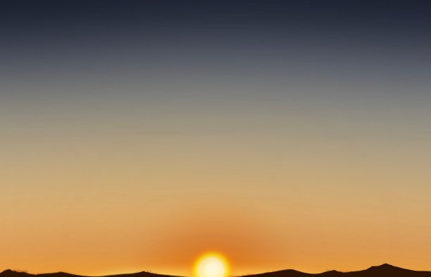 傍晚的日落与橙色，黄色，粉色，紫色的天空，垂直戏剧性的黄昏和黄昏景观，插图地平线的天空旗帜日出或阳光为四季背景图片下载