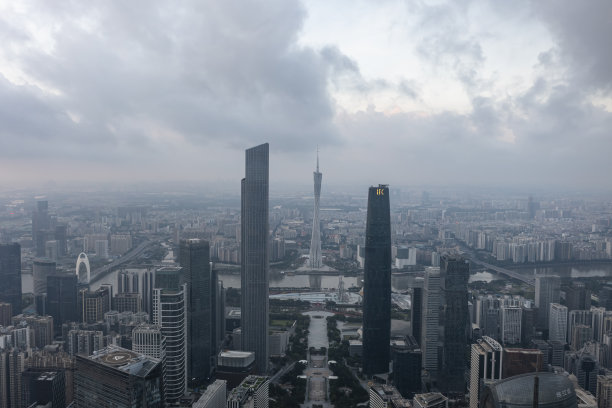 中国广州全景天际线航拍照片图片下载