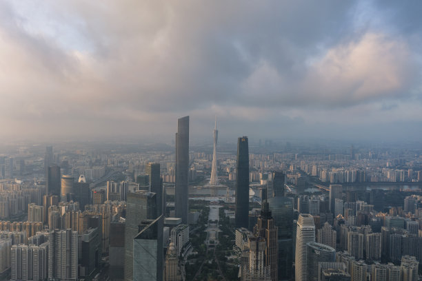 中国广州全景天际线航拍照片图片下载