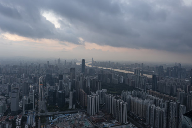 中国广州全景天际线航拍照片图片下载