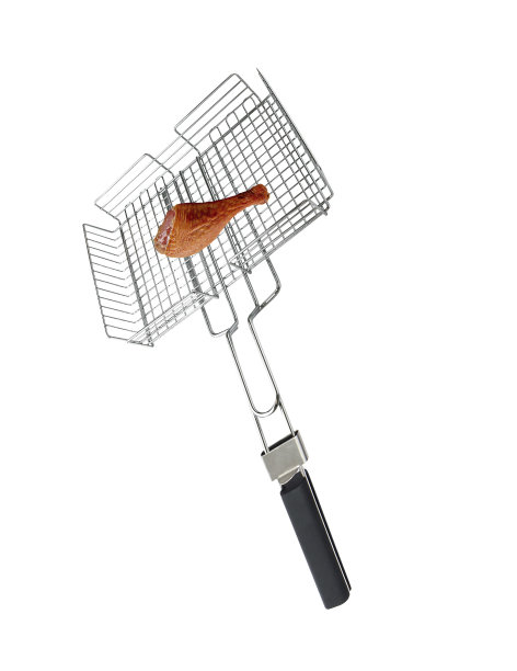 烧烤篮与鸡满足隔离图片下载