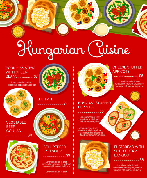 匈牙利菜餐厅食物菜单页图片下载