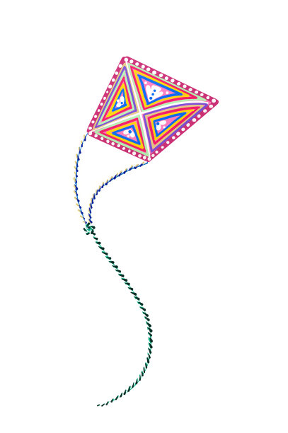 彩色风筝绳子孤立在白色背景图片下载