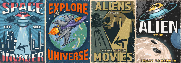 太空冒险集海报色彩斑斓图片下载