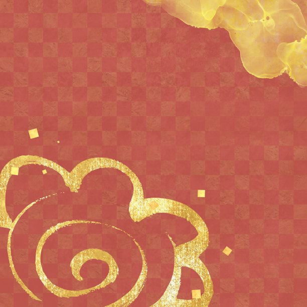 日本风格的背景与红色方格图案。金毛刷花丸。广场抽象的旗帜。及格，满分或考试概念。空间的文本图片下载