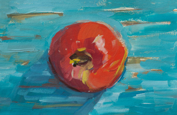 红苹果水粉画。图片下载