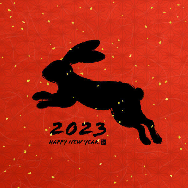 兔子和红色背景的新年贺卡材料图片下载