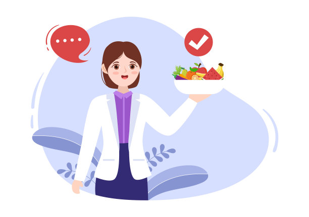 营养商店与膳食补充剂维生素和矿物质，如新鲜水果或蔬菜模板手绘卡通平面插图图片下载