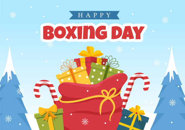 节礼日销售模板手绘卡通平面插图手套和礼品盒促销或购物概念图片下载