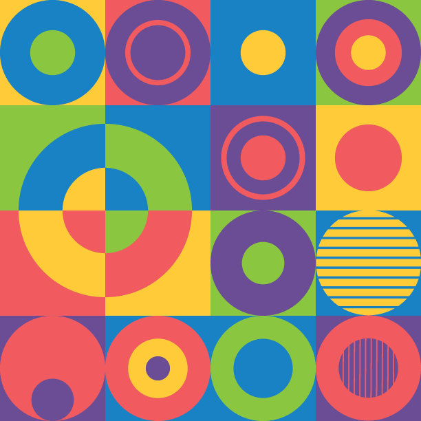 时髦的彩色圆形几何图案设计图片下载